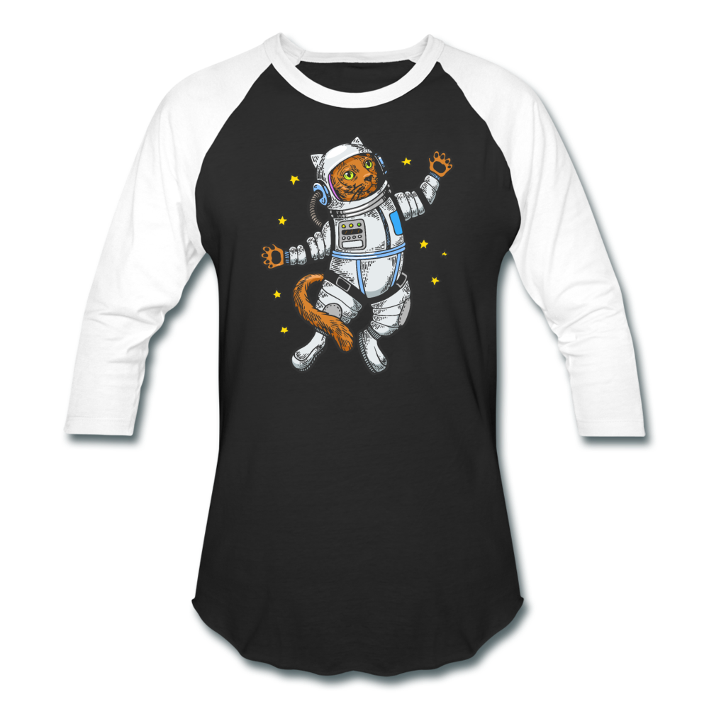 Astronaut Cat - Baseball T-Shirt - black/white