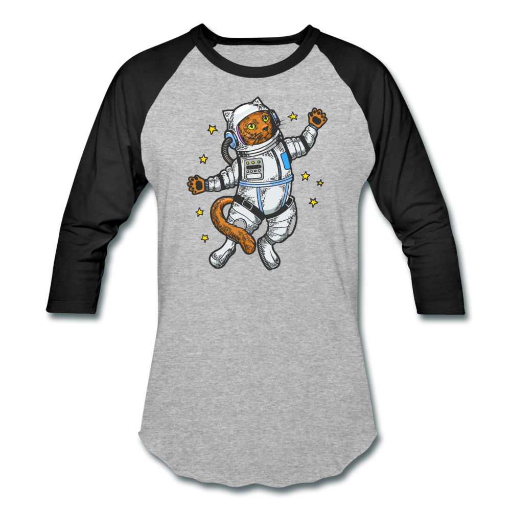 Astronaut Cat - Baseball T-Shirt - heather gray/black