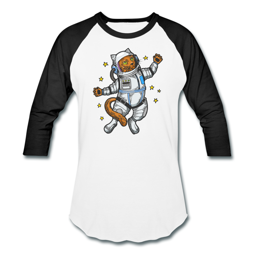 Astronaut Cat - Baseball T-Shirt - white/black