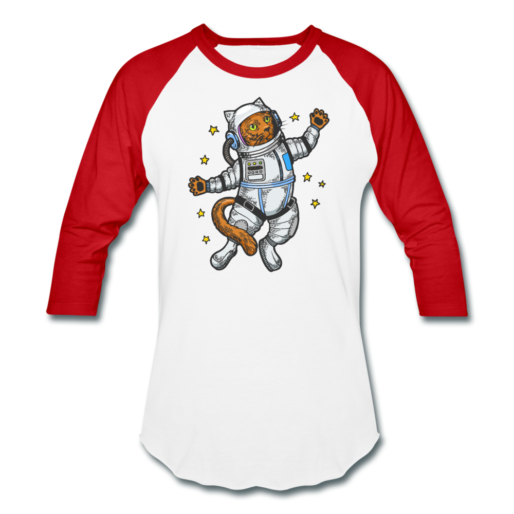 Astronaut Cat - Baseball T-Shirt - white/red