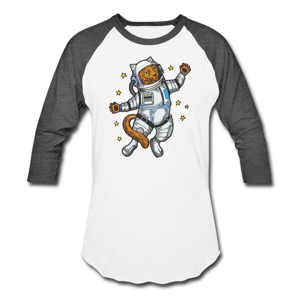 Astronaut Cat - Baseball T-Shirt - white/charcoal