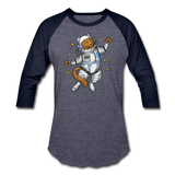 Astronaut Cat - Baseball T-Shirt - heather blue/navy