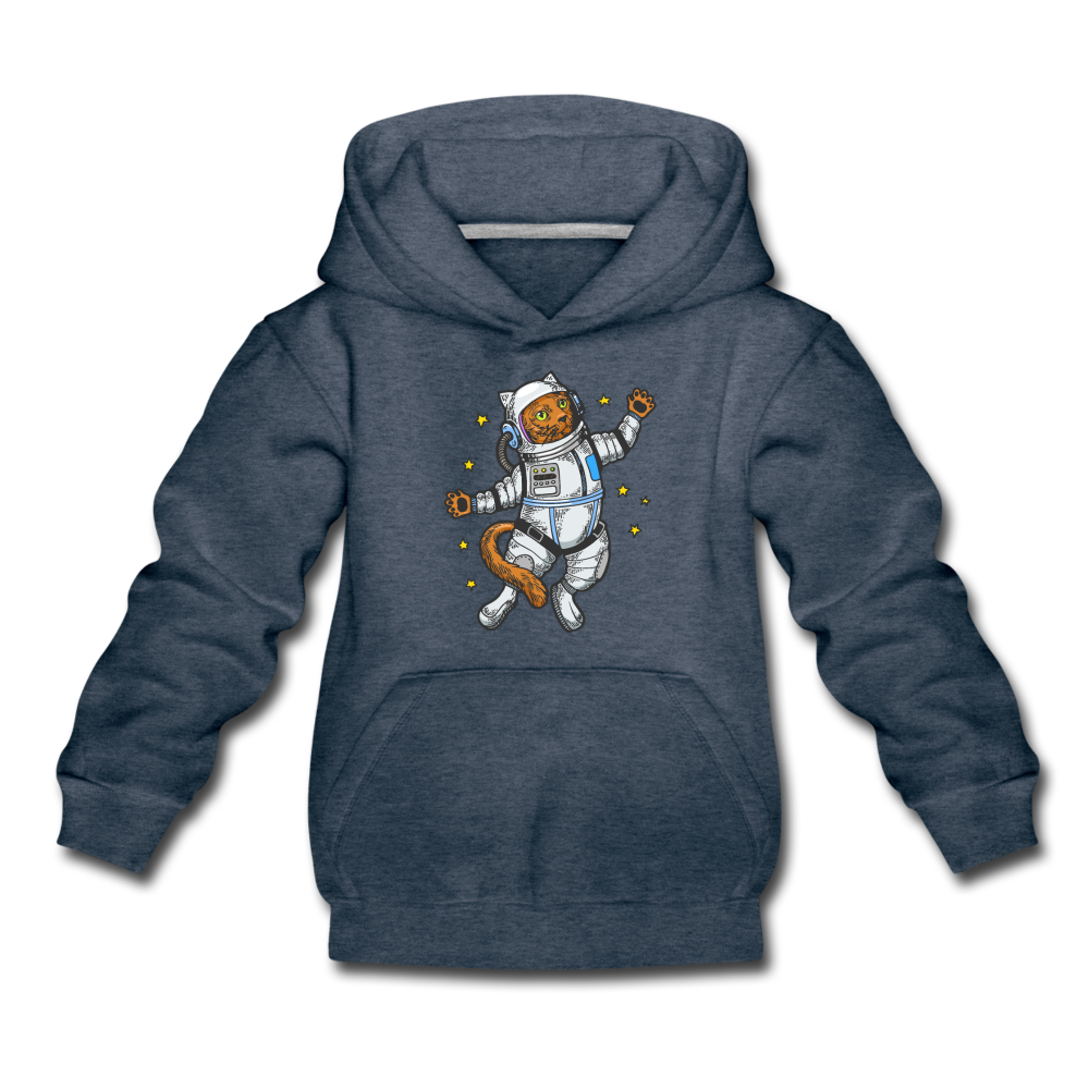 Astronaut Cat - Kids‘ Premium Hoodie - heather denim