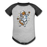Astronaut Cat - Baseball Baby Bodysuit - heather gray/charcoal