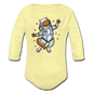 Astronaut Cat - Organic Long Sleeve Baby Bodysuit - washed yellow