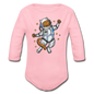 Astronaut Cat - Organic Long Sleeve Baby Bodysuit - light pink