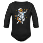 Astronaut Cat - Organic Long Sleeve Baby Bodysuit - black