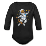 Astronaut Cat - Organic Long Sleeve Baby Bodysuit - black