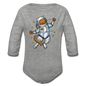 Astronaut Cat - Organic Long Sleeve Baby Bodysuit - heather gray