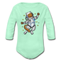 Astronaut Cat - Organic Long Sleeve Baby Bodysuit - light mint