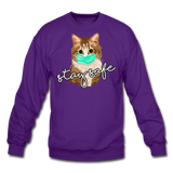 Stay Safe Cat - Crewneck Sweatshirt - purple
