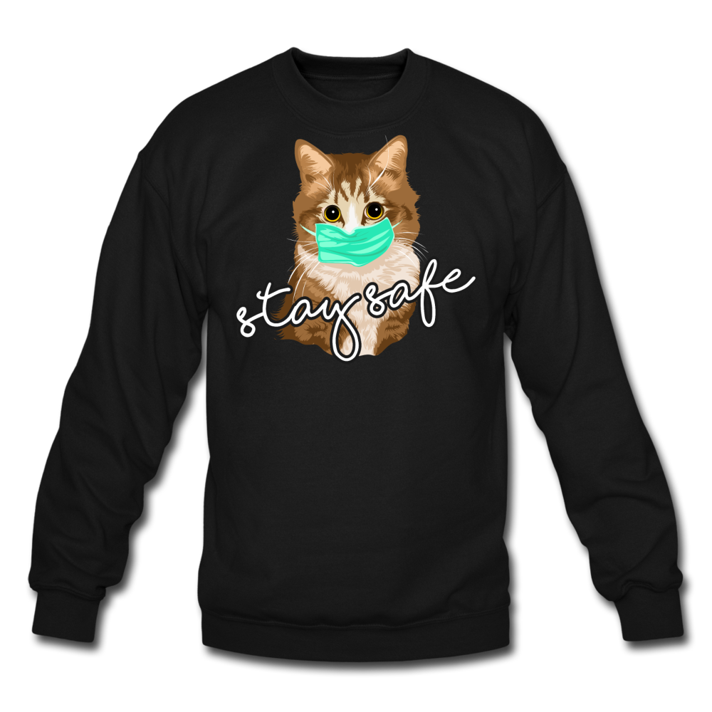 Stay Safe Cat - Crewneck Sweatshirt - black