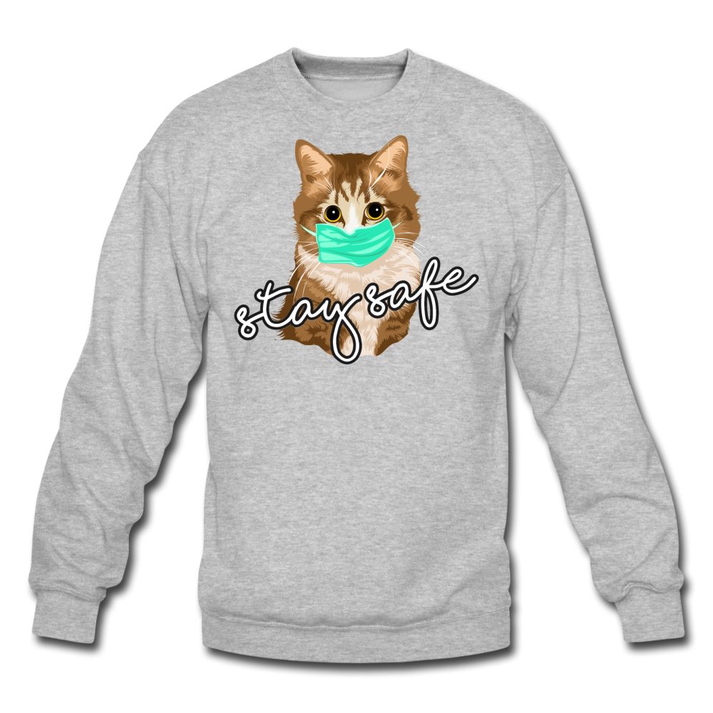 Stay Safe Cat - Crewneck Sweatshirt - heather gray