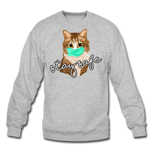 Stay Safe Cat - Crewneck Sweatshirt - heather gray
