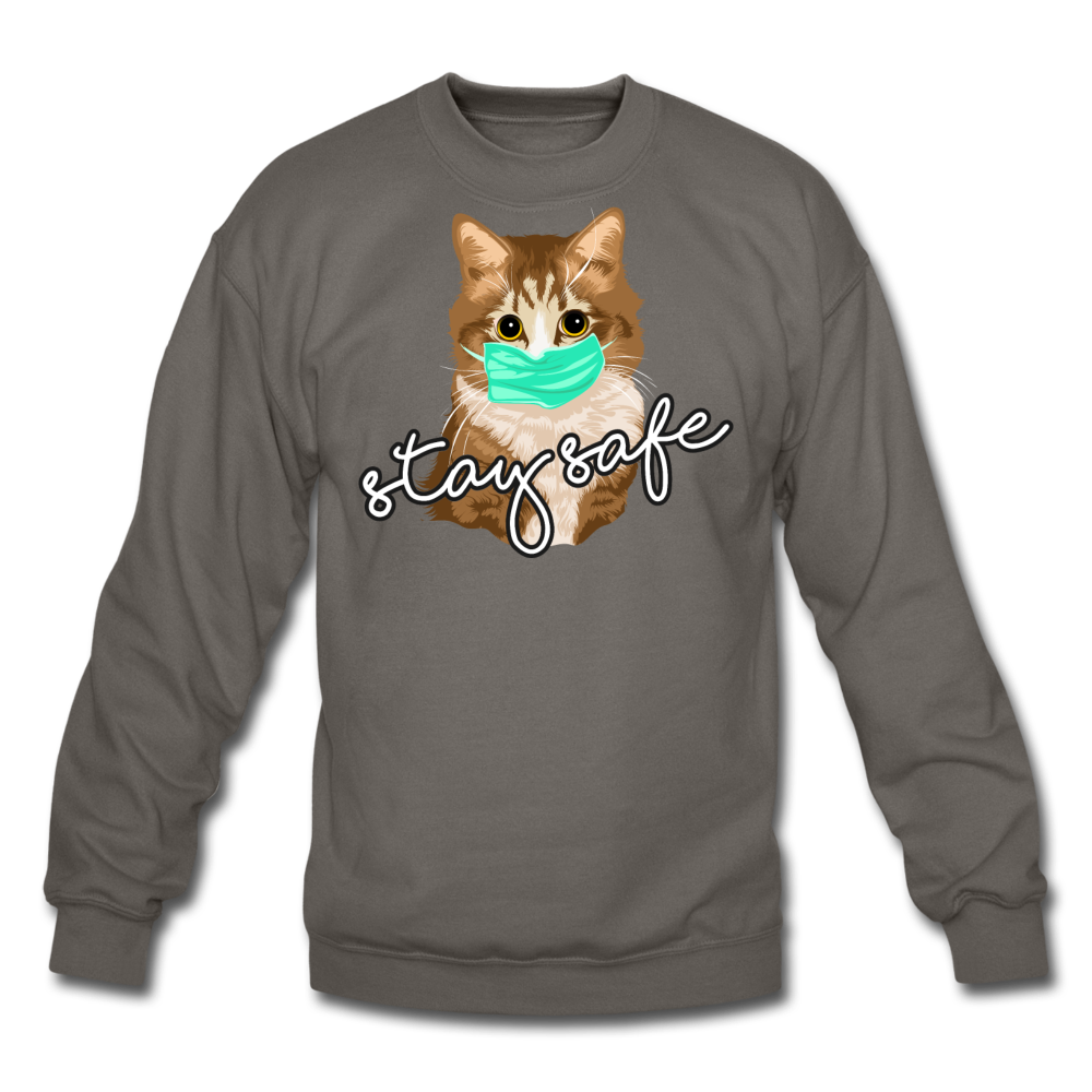 Stay Safe Cat - Crewneck Sweatshirt - asphalt gray