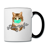 Stay Safe Cat - Contrast Coffee Mug - white/black