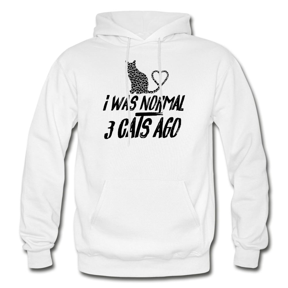 I Was Normal 3 Cats Ago - Black - Gildan Heavy Blend Adult Hoodie - white