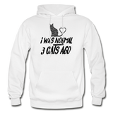 I Was Normal 3 Cats Ago - Black - Gildan Heavy Blend Adult Hoodie - white