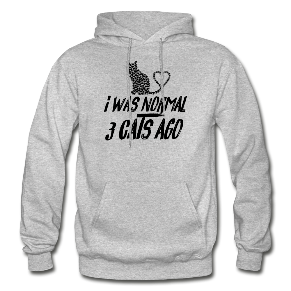 I Was Normal 3 Cats Ago - Black - Gildan Heavy Blend Adult Hoodie - heather gray