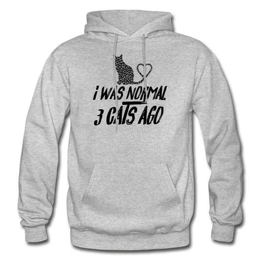 I Was Normal 3 Cats Ago - Black - Gildan Heavy Blend Adult Hoodie - heather gray