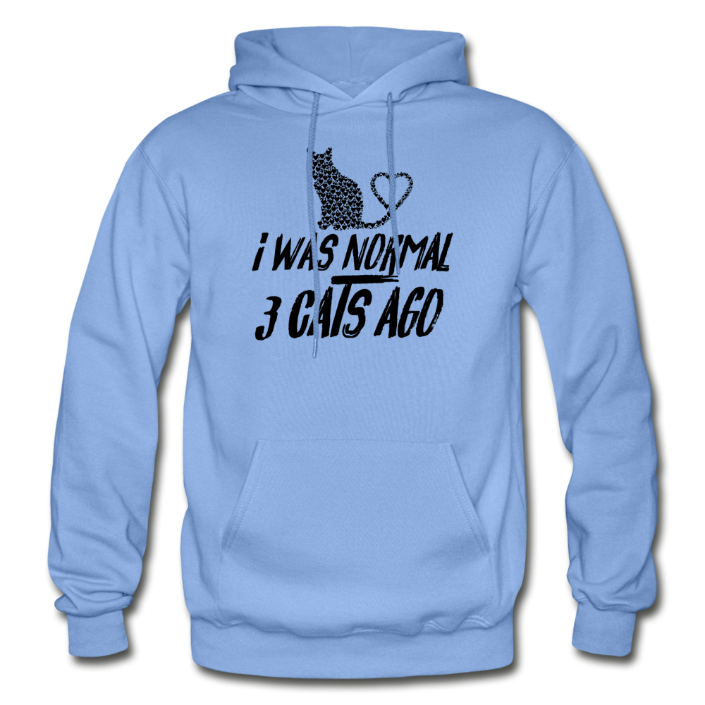 I Was Normal 3 Cats Ago - Black - Gildan Heavy Blend Adult Hoodie - carolina blue