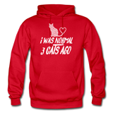 I Was Normal 3 Cats Ago - White - Gildan Heavy Blend Adult Hoodie - red