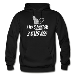I Was Normal 3 Cats Ago - White - Gildan Heavy Blend Adult Hoodie - black