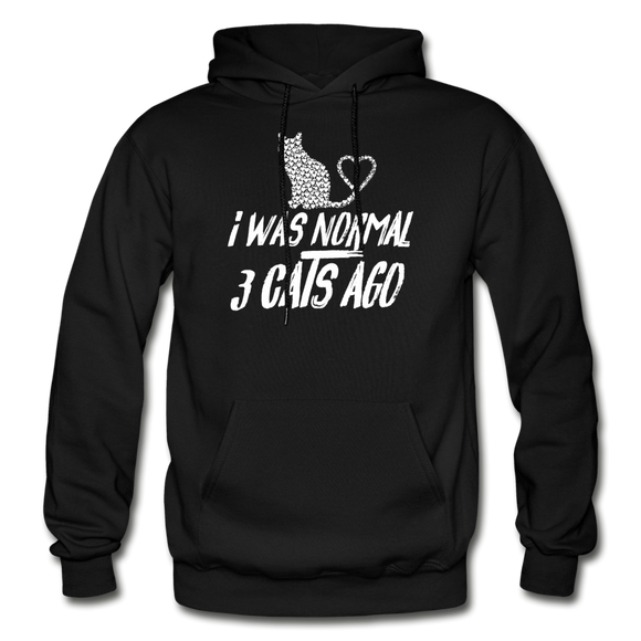 I Was Normal 3 Cats Ago - White - Gildan Heavy Blend Adult Hoodie - black