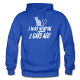I Was Normal 3 Cats Ago - White - Gildan Heavy Blend Adult Hoodie - royal blue