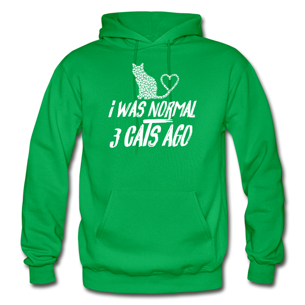 I Was Normal 3 Cats Ago - White - Gildan Heavy Blend Adult Hoodie - kelly green