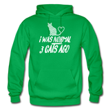 I Was Normal 3 Cats Ago - White - Gildan Heavy Blend Adult Hoodie - kelly green