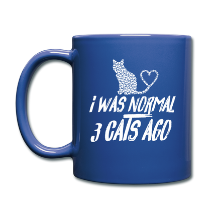 I Was Normal 3 Cats Ago - White - Full Color Mug - royal blue