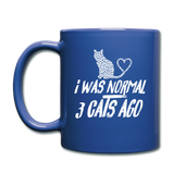 I Was Normal 3 Cats Ago - White - Full Color Mug - royal blue