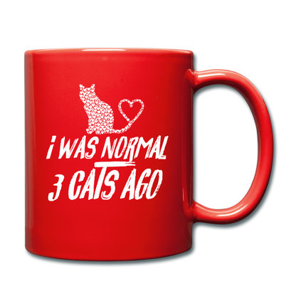 I Was Normal 3 Cats Ago - White - Full Color Mug - red