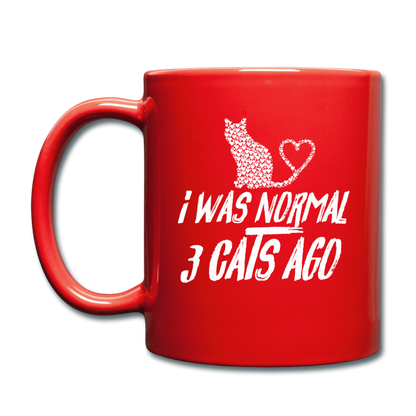 I Was Normal 3 Cats Ago - White - Full Color Mug - red