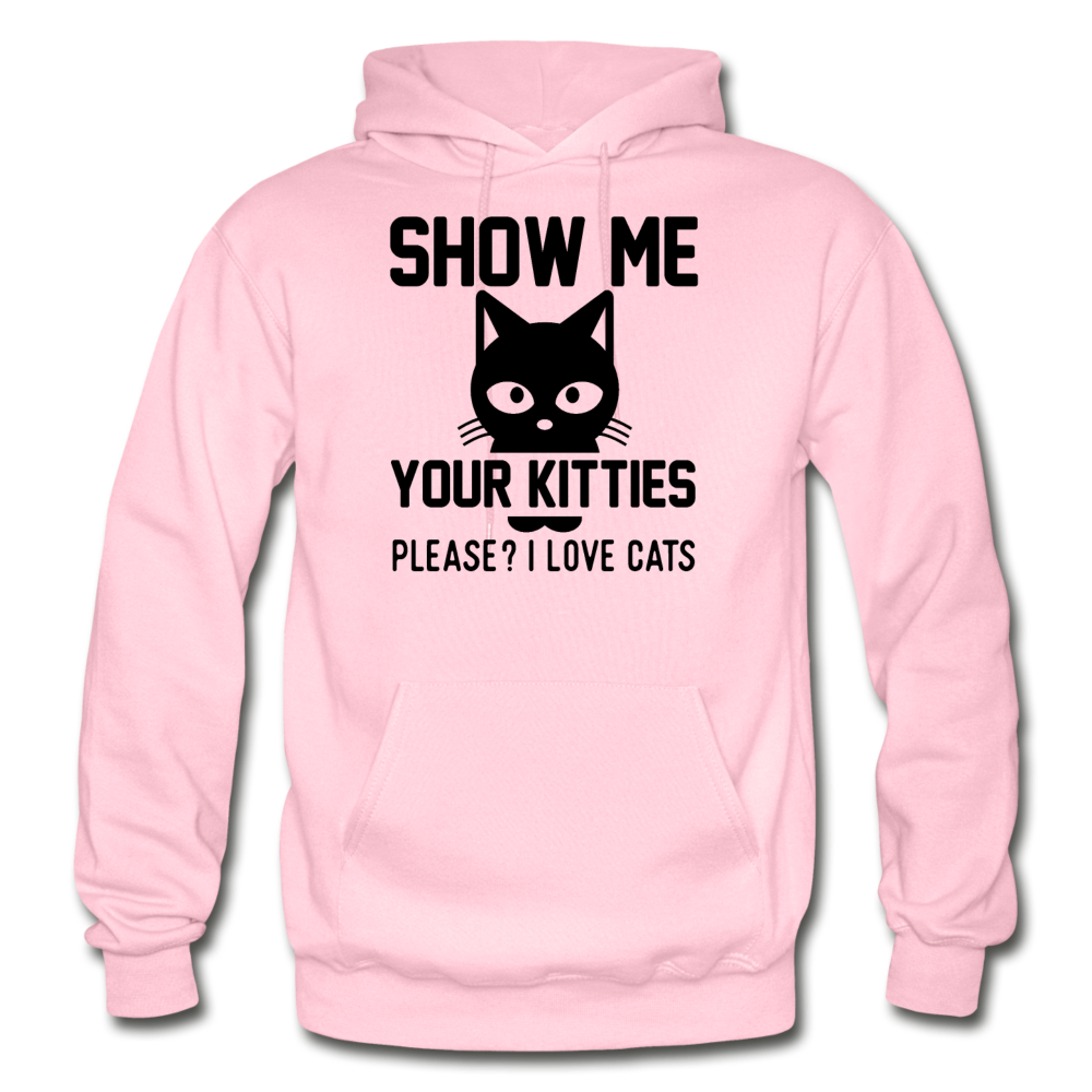 Show Me Your Kitties - Black - Gildan Heavy Blend Adult Hoodie - light pink