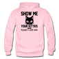 Show Me Your Kitties - Black - Gildan Heavy Blend Adult Hoodie - light pink