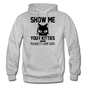 Show Me Your Kitties - Black - Gildan Heavy Blend Adult Hoodie - heather gray