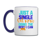 Single Cat Mom - Contrast Coffee Mug - white/cobalt blue