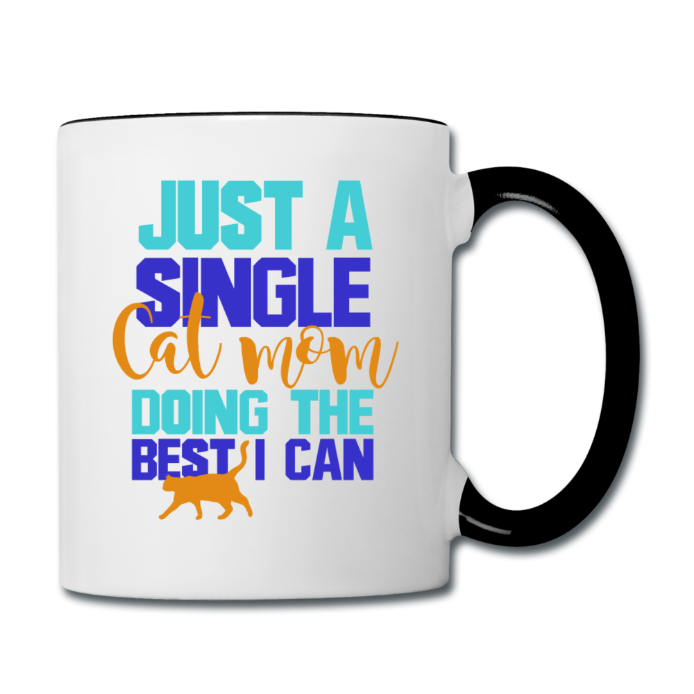 Single Cat Mom - Contrast Coffee Mug - white/black