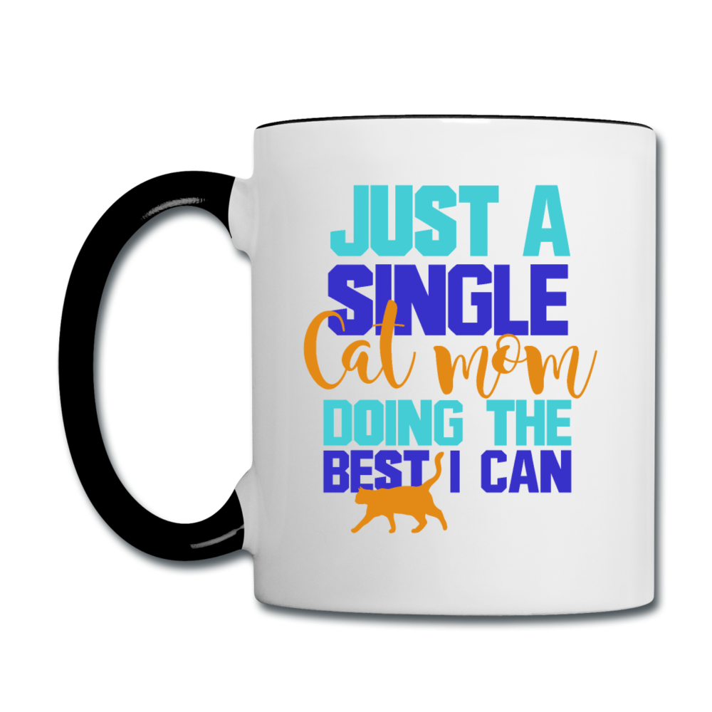 Single Cat Mom - Contrast Coffee Mug - white/black