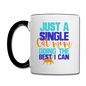 Single Cat Mom - Contrast Coffee Mug - white/black