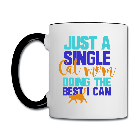 Single Cat Mom - Contrast Coffee Mug - white/black