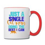 Single Cat Mom - Contrast Coffee Mug - white/red