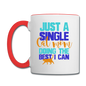 Single Cat Mom - Contrast Coffee Mug - white/red