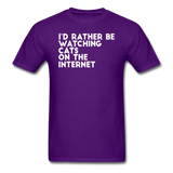 I'd Rather Be Watching Cats - White - Unisex Classic T-Shirt - purple