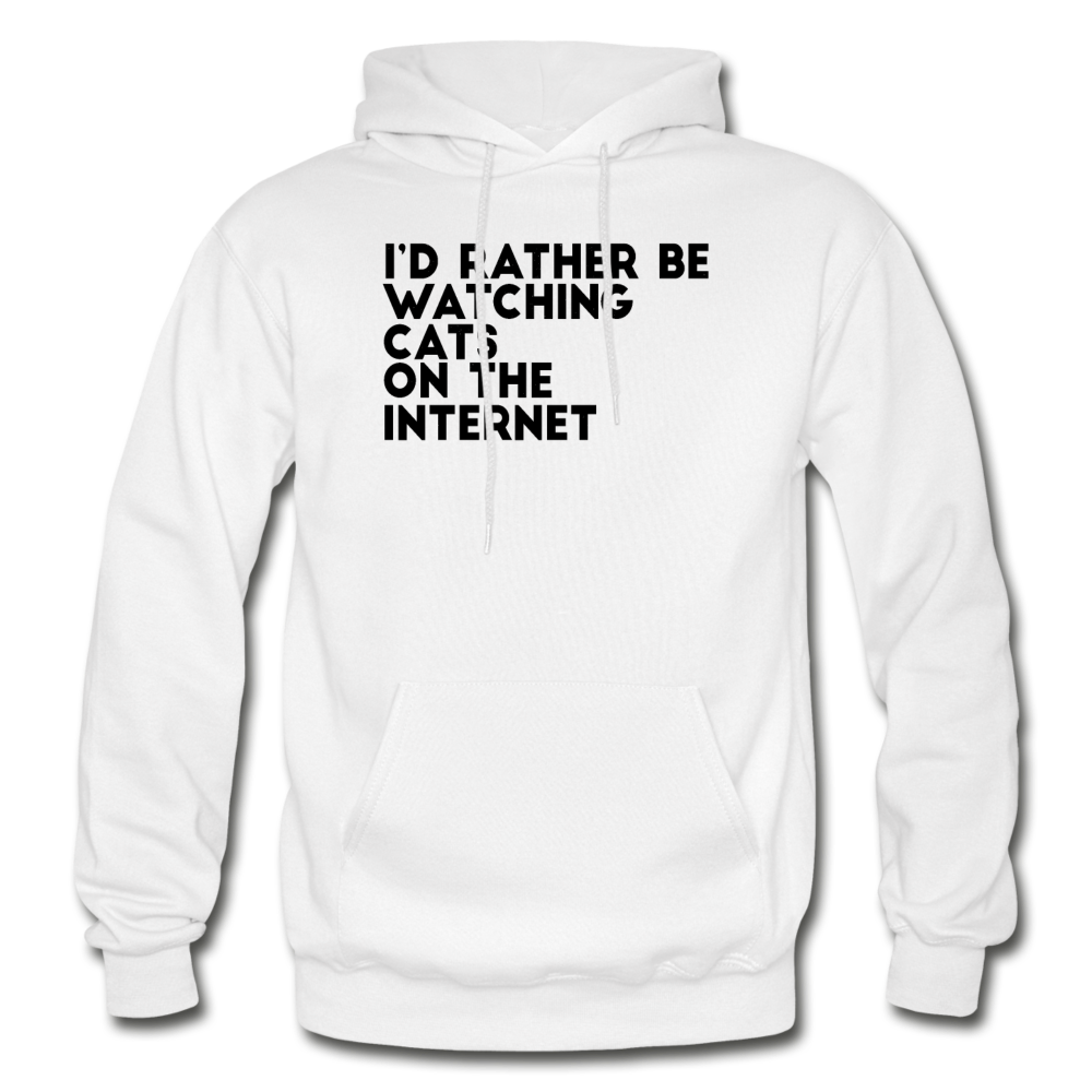 I'd Rather Be Watching Cats - Gildan Heavy Blend Adult Hoodie - white