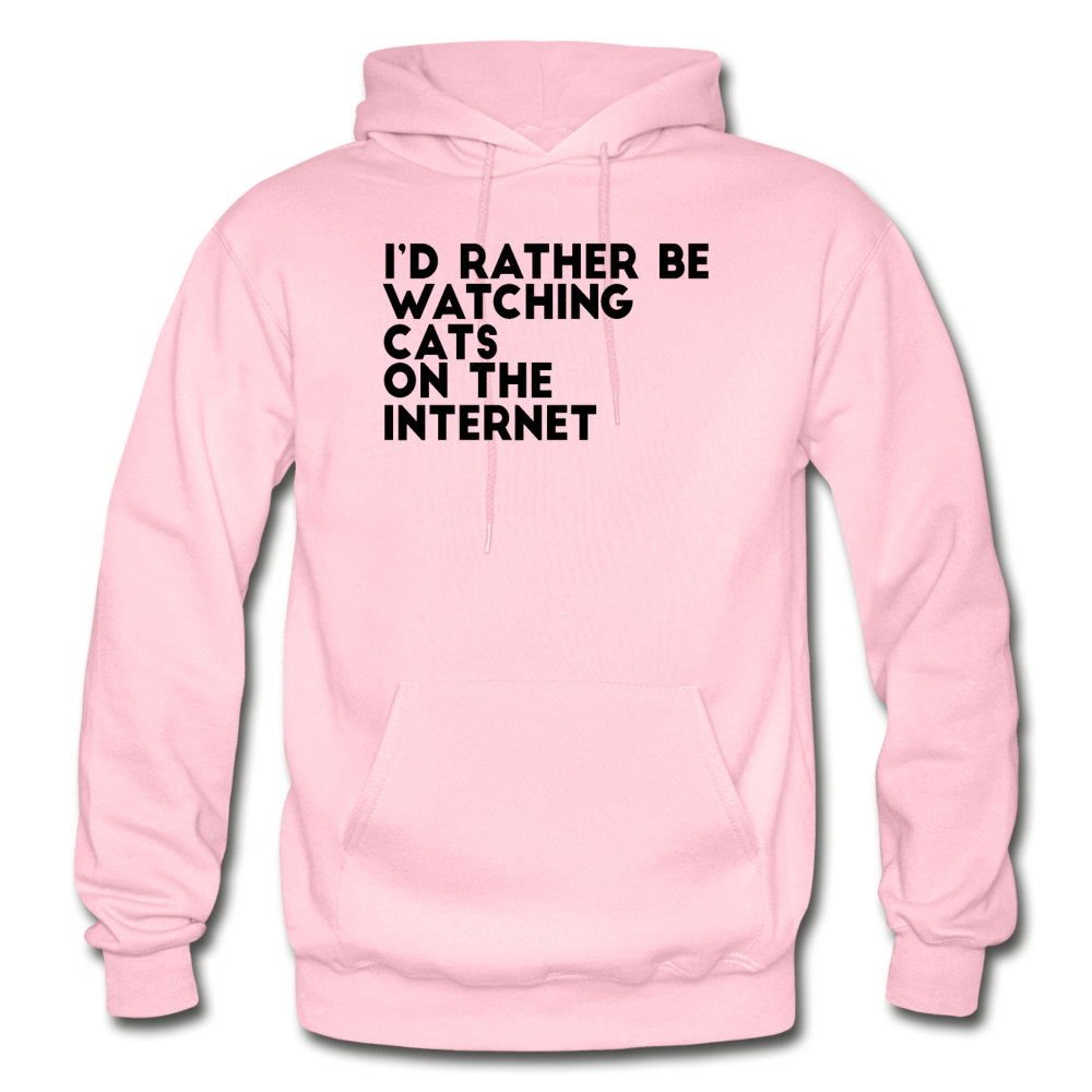 I'd Rather Be Watching Cats - Gildan Heavy Blend Adult Hoodie - light pink