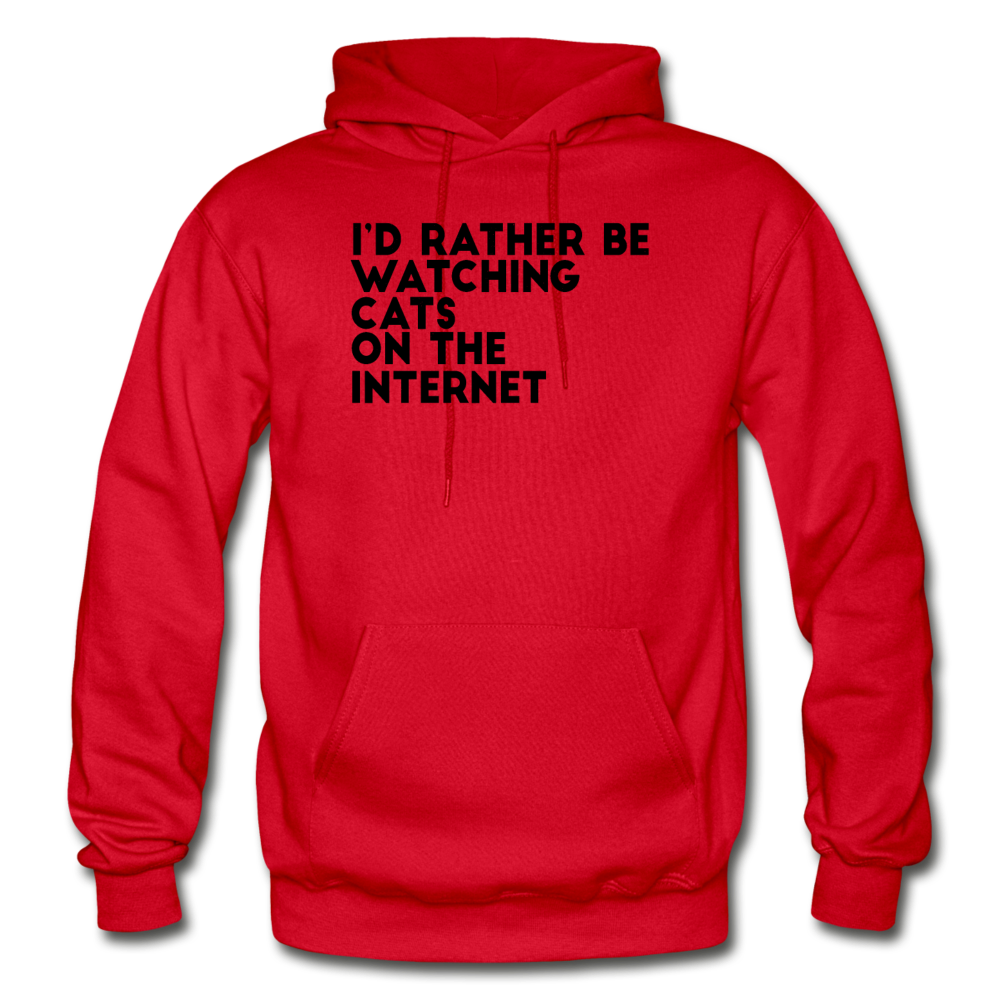 I'd Rather Be Watching Cats - Gildan Heavy Blend Adult Hoodie - red