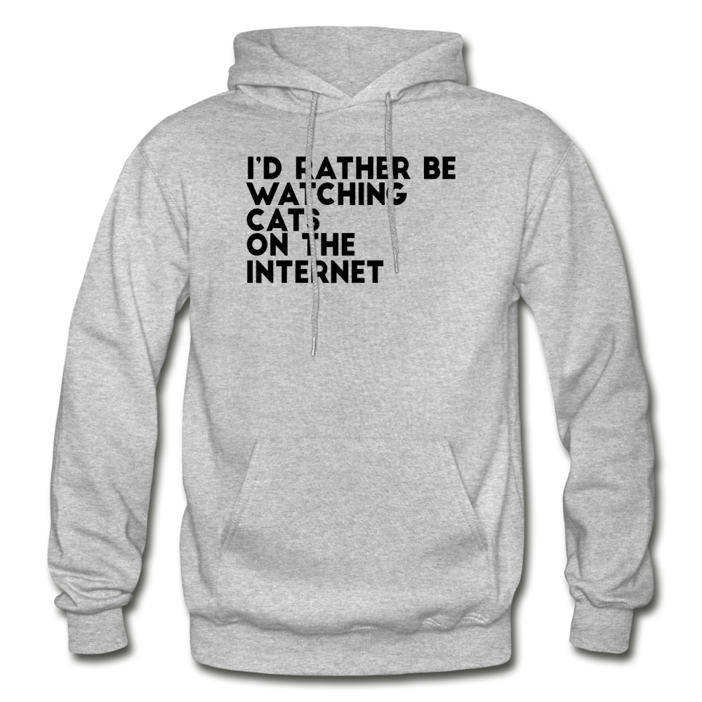 I'd Rather Be Watching Cats - Gildan Heavy Blend Adult Hoodie - heather gray